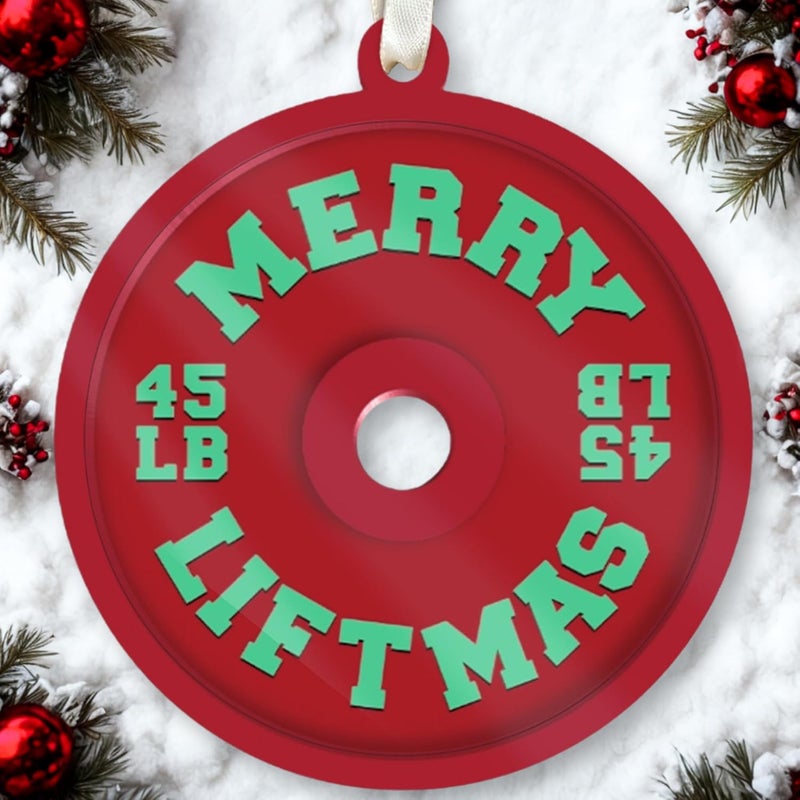 MAPDTWO Weight Lifting Ornament - Weightlifting Ornaments for Christmas Tree - Weightlifting Gifts for Men, Male, Weightlifters - Weight Loss Lifter Gifts - 2 Layered Acrylic Christmas Ornament 2025 - Image 1